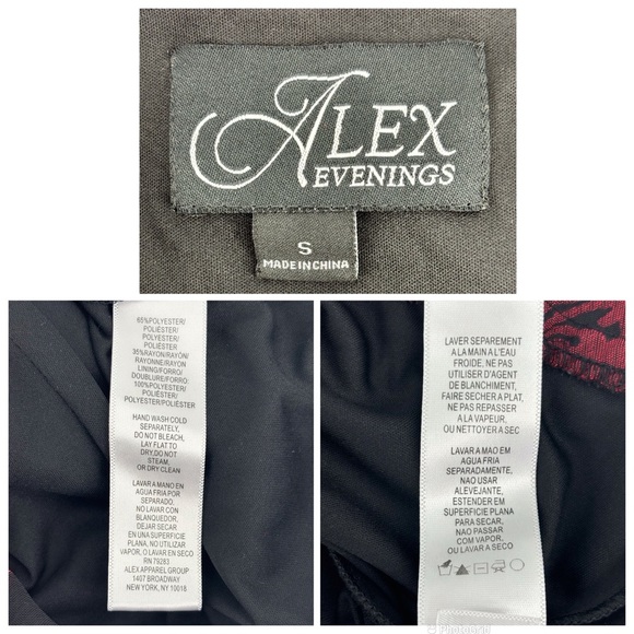 Alex Evenings Black & Red Floral Layered Asymmetrical Hem Blouse, Small - Picture 17 of 17